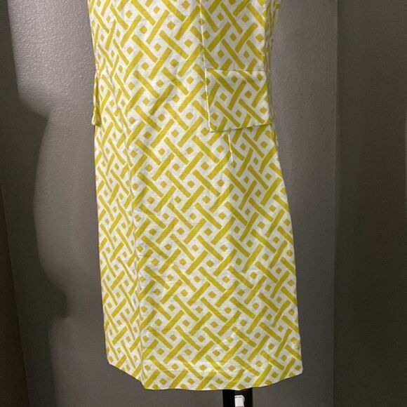 NicoLA Green Cream Geometric Pattern Square Beck Shift Dress - Picture 3 of 12